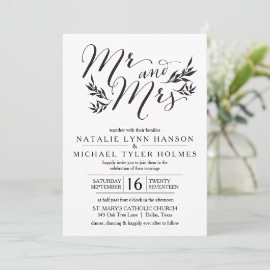 Mr. & Mrs Kraft Rustic Wedding Invitation Kaart (Staand voorkant)