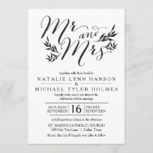 Mr. & Mrs Kraft Rustic Wedding Invitation