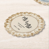 Mr & Mrs  Lace Doily Wedding Kartonnen Onderzetters (Gekanteld)