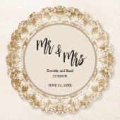 Mr & Mrs  Lace Doily Wedding Kartonnen Onderzetters (Voorkant)