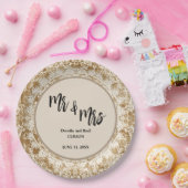 Mr & Mrs  Lace Doily Wedding Papieren Bordje (Feest)