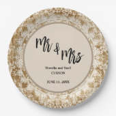 Mr & Mrs  Lace Doily Wedding Papieren Bordje (Voorkant)