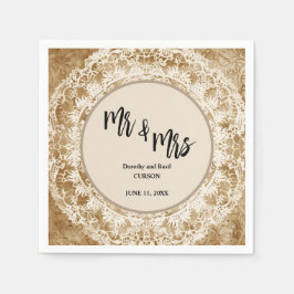Mr & Mrs  Lace Doily Wedding Servet