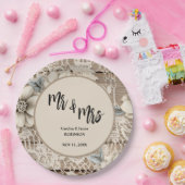 Mr & Mrs Lace Rustic Wedding Papieren Bordje (Feest)