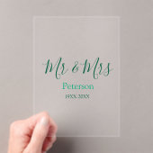 Mr & Mrs last name married year wedding engagement Acryl Uitnodigingen (Insitu (Draagbaar))