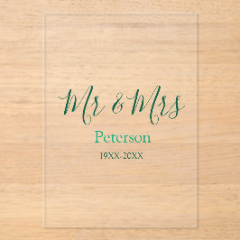 Mr & Mrs last name married year wedding engagement Acryl Uitnodigingen