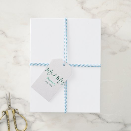 Mr & Mrs last name married year wedding engagement Cadeaulabel (Met Touw)