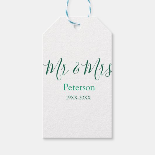 Mr & Mrs last name married year wedding engagement Cadeaulabel (Voorkant)