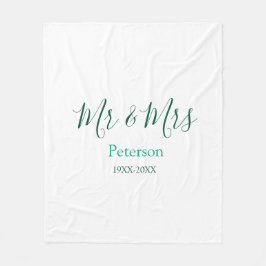 Mr & Mrs last name married year wedding engagement Fleece Deken