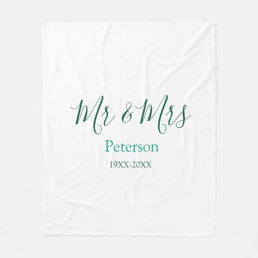 Mr & Mrs last name married year wedding engagement Fleece Deken (Voorkant)