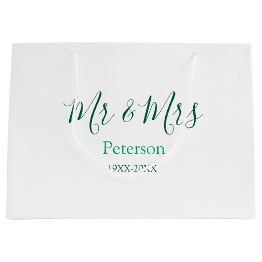 Mr & Mrs last name married year wedding engagement Groot Cadeauzakje (Voorkant)