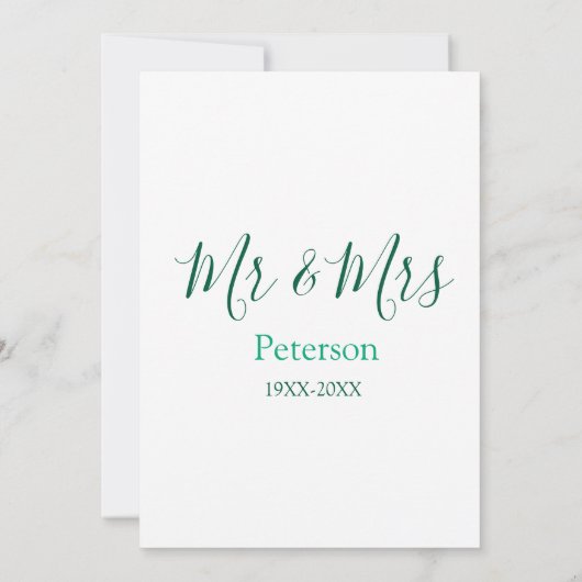 Mr & Mrs last name married year wedding engagement Kaart (Achterkant)