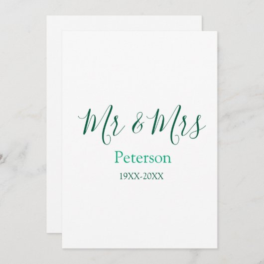 Mr & Mrs last name married year wedding engagement Kaart (Voorkant / Achterkant)