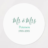 Mr & Mrs last name married year wedding engagement Labels (Design 1)
