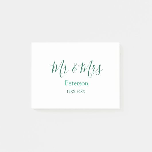 Mr & Mrs last name married year wedding engagement Post-it® Notes (Voorkant)