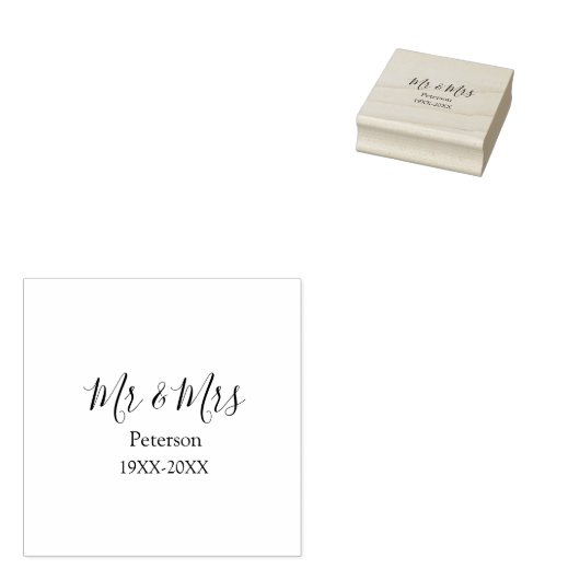 Mr & Mrs last name married year wedding engagement Rubberstempel (Gestempeld)