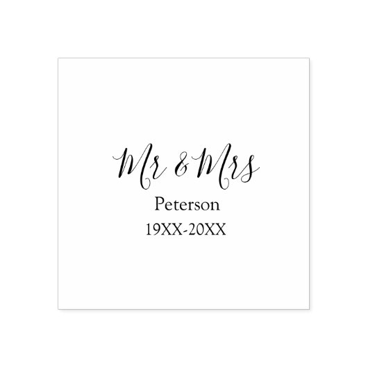 Mr & Mrs last name married year wedding engagement Rubberstempel (Afrduk)
