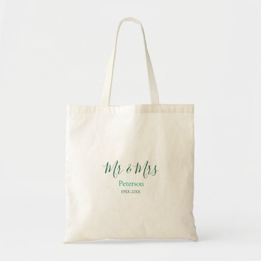 Mr & Mrs last name married year wedding engagement Tote Bag (Voorkant)