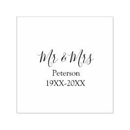 Mr & Mrs last name married year wedding engagement Zelfinktende Stempel