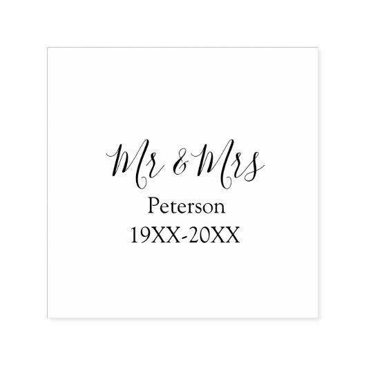 Mr & Mrs last name married year wedding engagement Zelfinktende Stempel (Design)