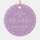 Mr & Mrs Lavender vertrekt 1e Kerstmis Foto Keramisch Ornament (Voorkant)