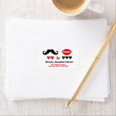 Mr & Mrs Lips & Mustache Trouwadres Etiket (Insitu)