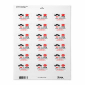 Mr & Mrs Lips & Mustache Trouwadres Etiket (Full Sheet)