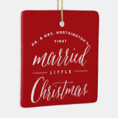 Mr. & Mrs. Married Little Kerstvakanay Wedding Keramisch Ornament (Rechts)