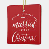 Mr. & Mrs. Married Little Kerstvakanay Wedding Keramisch Ornament (Links)