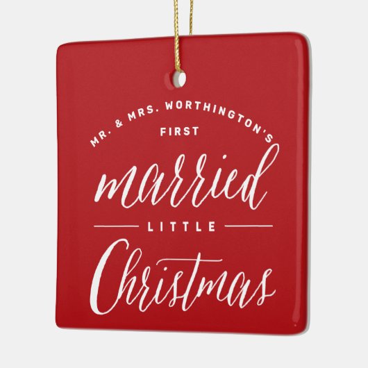 Mr. & Mrs. Married Little Kerstvakanay Wedding Keramisch Ornament (Links)