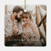 Mr. & Mrs. Married Little Kerstvakanay Wedding Keramisch Ornament (Achterkant)