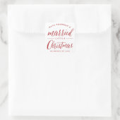 Mr. & Mrs. Married Little Kerstvakanay Wedding Vierkante Sticker (Tas)