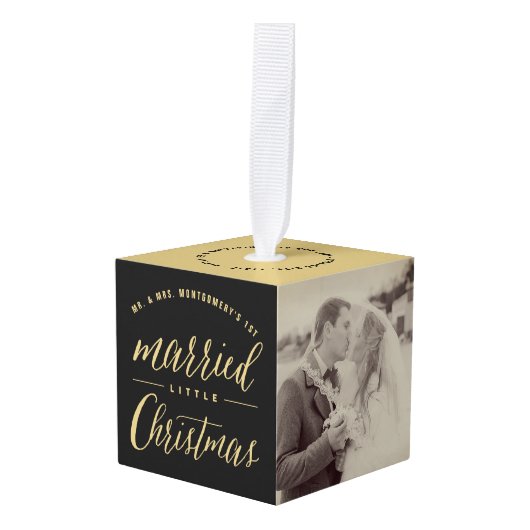 Mr. & Mrs. Married Little KerstWedding Foto Decoratie (Voorkant hoekig)