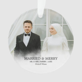 Mr. & Mrs. | Married & Merry First Christmas Photo Ornament
