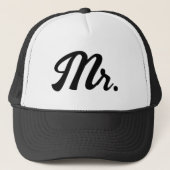 Mr & Mrs matching Trucker Hats for newlywed koppel Trucker Pet (Voorkant)