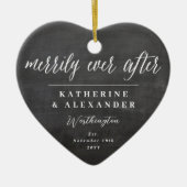 Mr & Mrs Merrily Ever na Holiday Wedding Foto Keramisch Ornament (Voorkant)