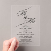 Mr & Mrs Minimal Acryl Wedding Acryl Uitnodigingen (Insitu (Draagbaar))