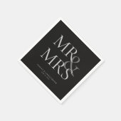 MR&MRS Minimal Typographic Black Cocktail Servet (Hoek)