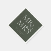 MR&MRS Minimal Typographic Moss Green Cocktail Servet (Hoek)