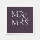 MR&MRS Minimal Typographic Paarse Cocktail Servet (Voorkant)