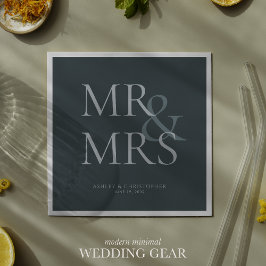 MR&MRS Minimal Typographic Space Grey Cocktail Servet