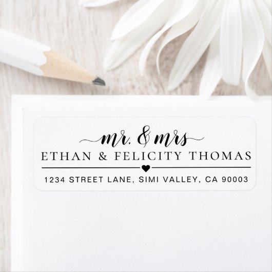 Mr. & Mrs. | Minimale bruid- en bruinhartweduwen Etiket (Insitu)