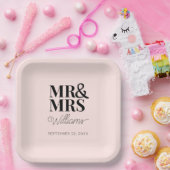 Mr & Mrs Minimale Eenvoudige Moderne Wegwerp Papieren Bordje (Feest)