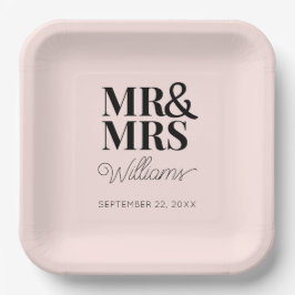 Mr & Mrs Minimale Eenvoudige Moderne Wegwerp Papieren Bordje