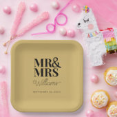 Mr & Mrs Minimale Eenvoudige Moderne Wegwerp Papieren Bordje (Feest)