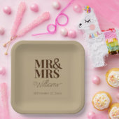 Mr & Mrs Minimale Eenvoudige Moderne Wegwerp Papieren Bordje (Feest)