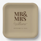 Mr & Mrs Minimale Eenvoudige Moderne Wegwerp Papieren Bordje (Voorkant)
