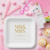 Mr & Mrs Minimale Eenvoudige Moderne Wegwerp Papieren Bordje (Feest)