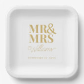 Mr & Mrs Minimale Eenvoudige Moderne Wegwerp Papieren Bordje (Voorkant)