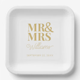Mr & Mrs Minimale Eenvoudige Moderne Wegwerp Papieren Bordje